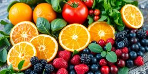 Colorful fruits and vegetables for immune system health.