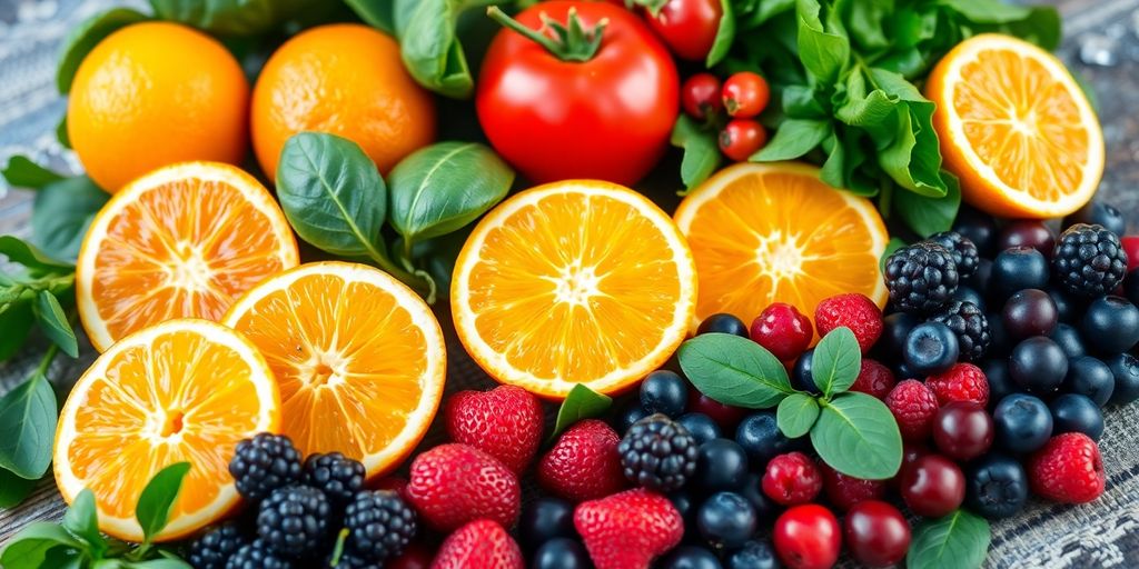 Colorful fruits and vegetables for immune system health.